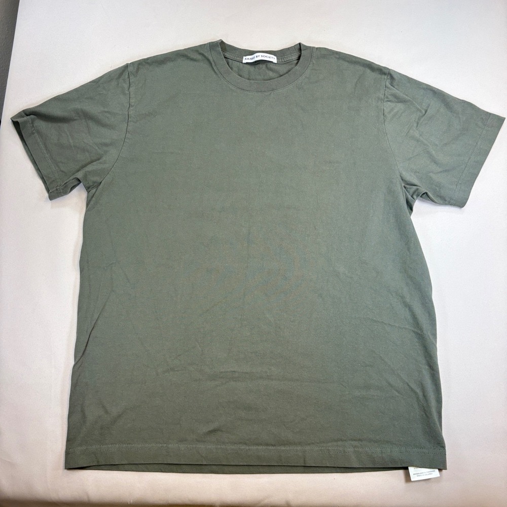 Raised By Society Loopwheel Tee Mens L Olive Green 100% Cotton Crewneck Shirt